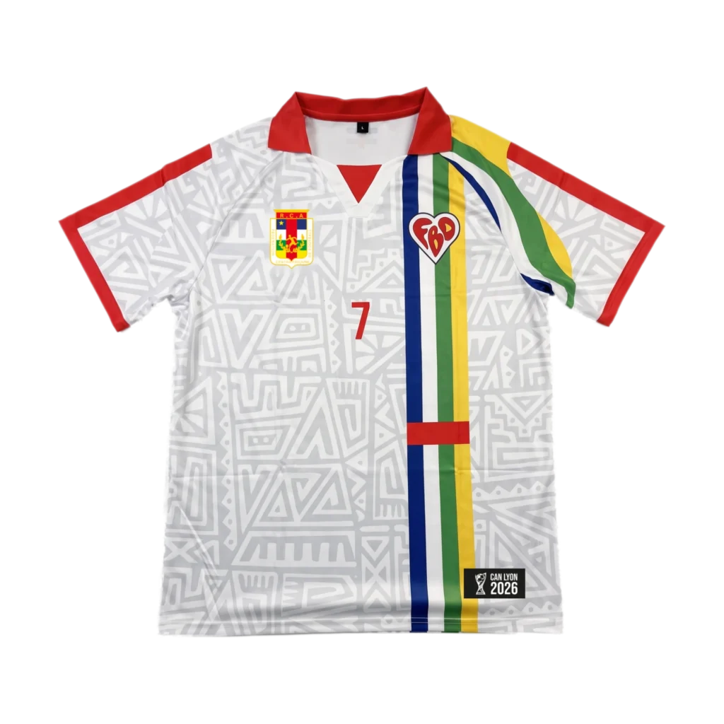 Maillot CAN 2026 Centrafrique, vue avant